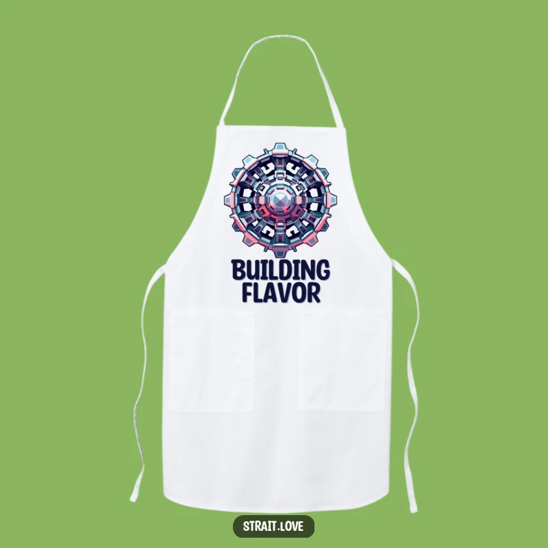 Funny Metallic Structure Apron: Cook Up a Storm with Futuristic Art Style