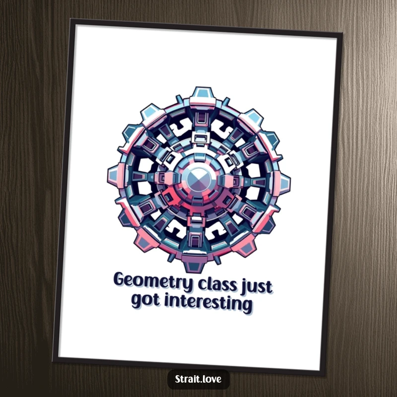 Funny Free Printable Wall Art featuring interlocking metallic shapes forming a complex, futuristic structure, ready to bring humor to any room.