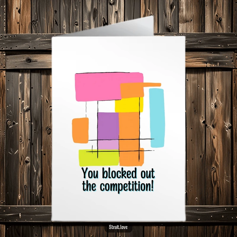 Striking Free Printable congratulations card with bold, contrasting colour blocks creating a dynamic, abstract graphic.