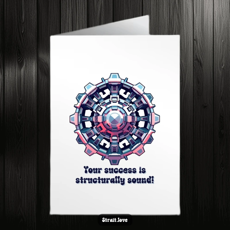 Funny Free Printable Congratulations Card showcasing interlocking metallic shapes in a futuristic design, perfect for a humorous message.