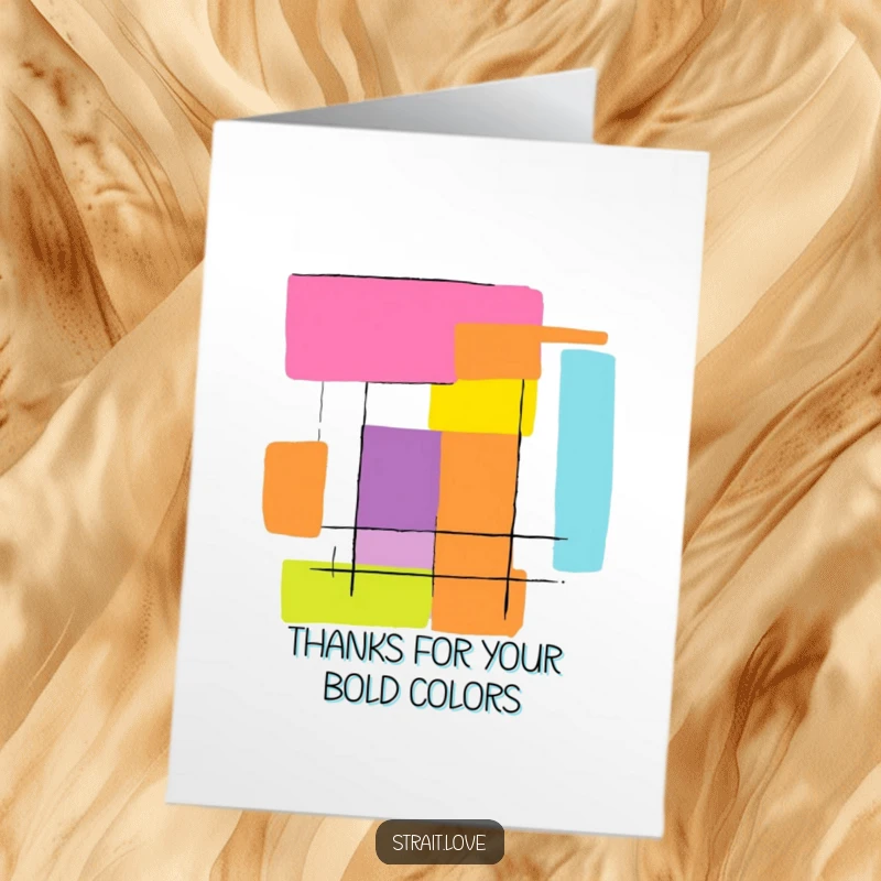 Striking Free Printable thank you card featuring bold, contrasting colour blocks creating a dynamic, abstract graphic.