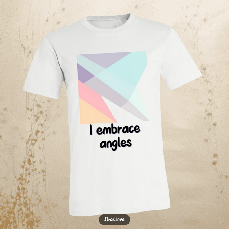 Funny abstract design with sharp, angular geometric planes intersecting dynamically in a minimalist composition on a graphic tee.